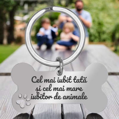 Breloc Personalizat Os Inox Argintiu Mesaj