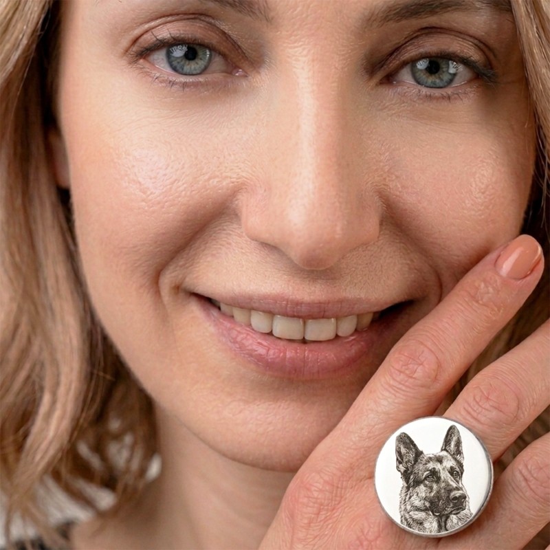                  Inel Statement Personalizat cu Fotografie Gravură Foto pe Inox Finisaj Oglinda
               