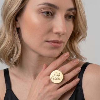 Inel Statement Personalizat Inox Auriu Gravura Mesaj Motivational sau Mantra