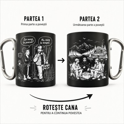 Cană inox pescuit „Nu merg la terapie” – cadou amuzant cu carabinieră