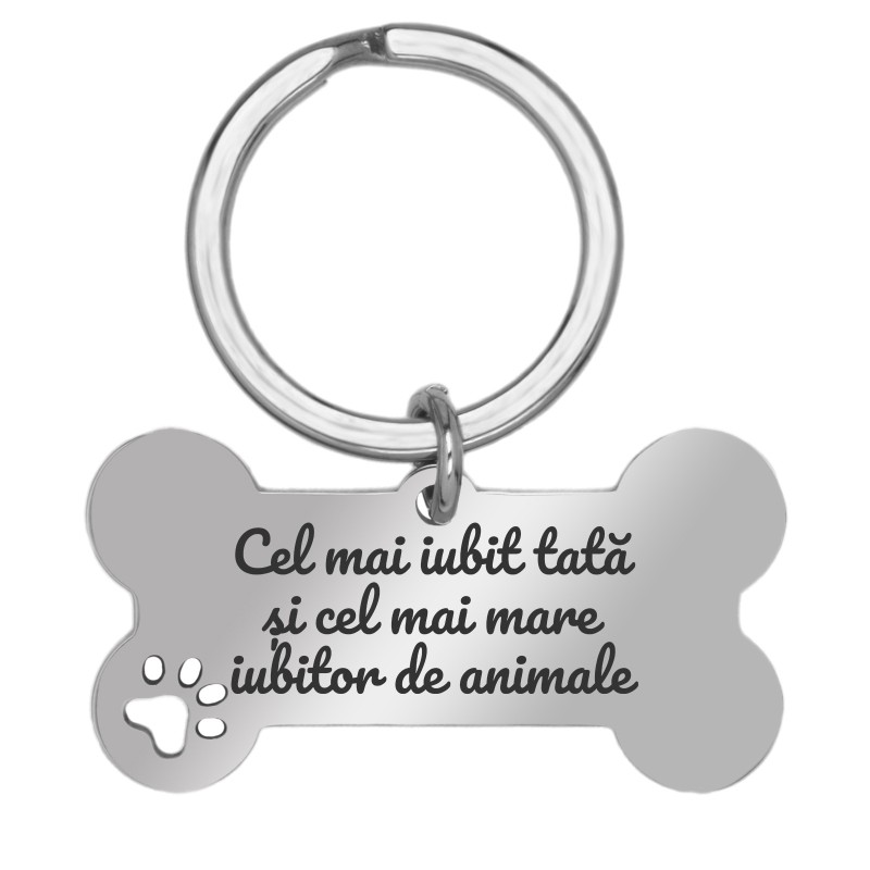 Breloc Personalizat Os Inox Argintiu Mesaj