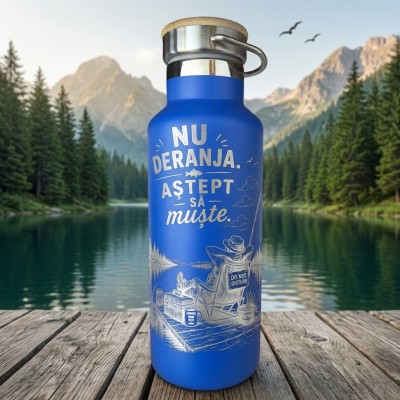 Termos personalizat 500ml „Nu deranja, aștept să muște” – cadou pescari
