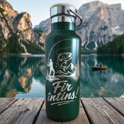 Termos personalizat „Fir întins!” 500ml – cadou pescari inox