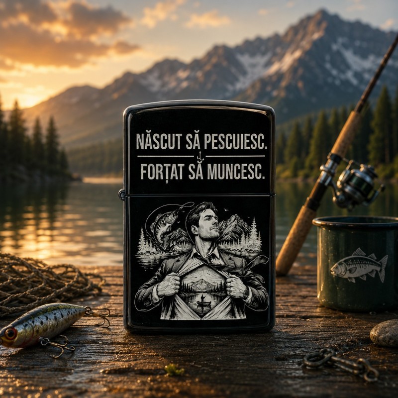                  Brichetă personalizată pentru pescari – Născut să pescuiesc | Cadou amuzant
               