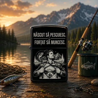 Brichetă personalizată pentru pescari – Născut să pescuiesc | Cadou amuzant
