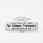 Ecuson Medical Personalizat din Inox cu Caduceu cu Cristale – Gravură Laser cu Nume Specializare și Numele Instituției