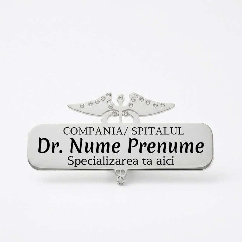 Ecuson Medical Personalizat cu Numele Clinicii | Inox Gravură Laser