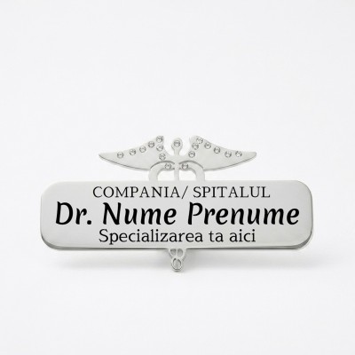 Ecuson Medical Personalizat cu Numele Clinicii | Inox Gravură Laser
