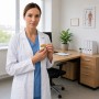 Ecuson Medical Personalizat Inox Gold Plated -  Caduceu cu Cristale, Gravură Laser | Simbol Nume Specializare