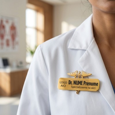 Ecuson Medical Inox Placat PVD cu Aur 18K cu Logo | Personalizat pentru Clinici și Spitale