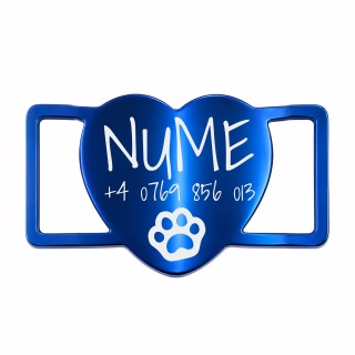 Medalion Slide-On Personalizat Pisici Inima Inox Albastru | Gravură Nume Simbol Telefon