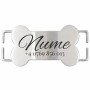 Medalion Slide-On Os Personalizat Câine Gravură Nume și Telefon | Inox Argintiu | pentru Zgardă 2.5cm