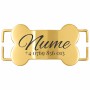 Medalion Slide-On Os Personalizat pentru Câine Inox Gold Plated pentru Zgardă 2.5 cm |  Gravură Nume și Telefon