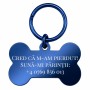 Medalion Câine Os Glitter Inox PVD Albastru | Gravură Nume Mesaj Telefon
