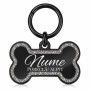 Medalion Câine Os Glitter Inox PVD Negru| Gravură Nume Mesaj Telefon