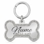 Medalion Câine Os Glitter Inox PVD Argintiu| Gravură Nume Mesaj Telefon