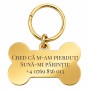 Medalion Câine Os Glitter Inox PVD Gold Plated| Gravură Nume Mesaj Telefon