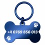 Medalion Câine Os Pietricele Inox PVD Albastru| Gravură Nume Telefon