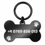 Medalion Câine Os Pietricele Inox PVD Negru| Gravură Nume Telefon