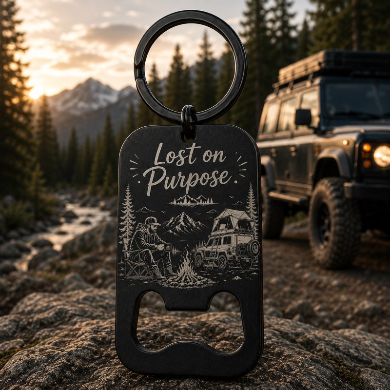                  Breloc Gravat Inox Army Negru Desfăcător Bere Lost on Purpose| Cadou pentru aventurieri
               