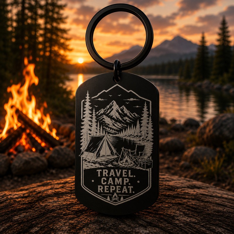                  Breloc Gravat Inox Army Negry Travel Camp Repeat | Cadou pentru aventurieri
               