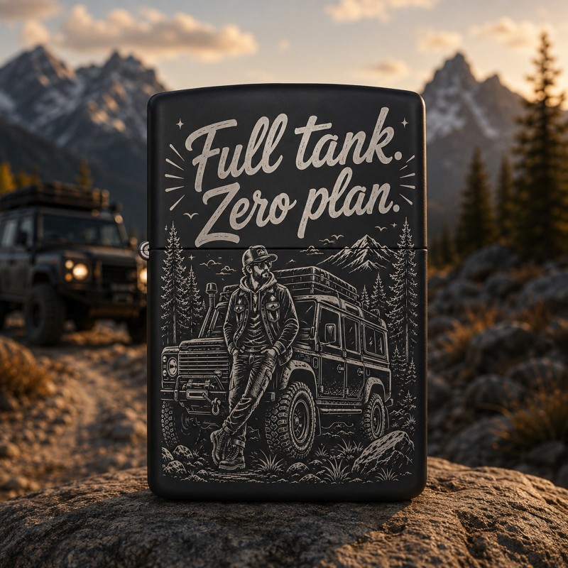                  Brichetă Gravată Full Tank Zero Plan | Cadou pentru aventurieri
               