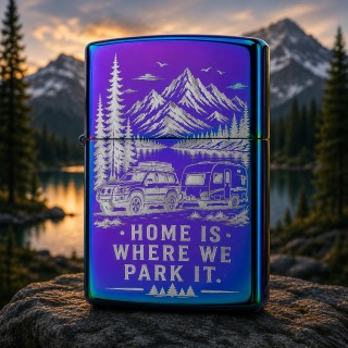 Brichetă Gravata Home Is Where We Park It | Cadou pentru aventurieri