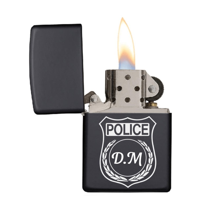                  Bricheta Personalizata Inox Negru Politie Initiale
               