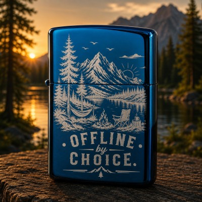 Brichetă Gravată Offline by Choice Albastru | Cadou pentru aventurieri