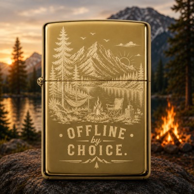 Brichetă Gravata Offline by choice Auriu | Cadou pentru aventurieri