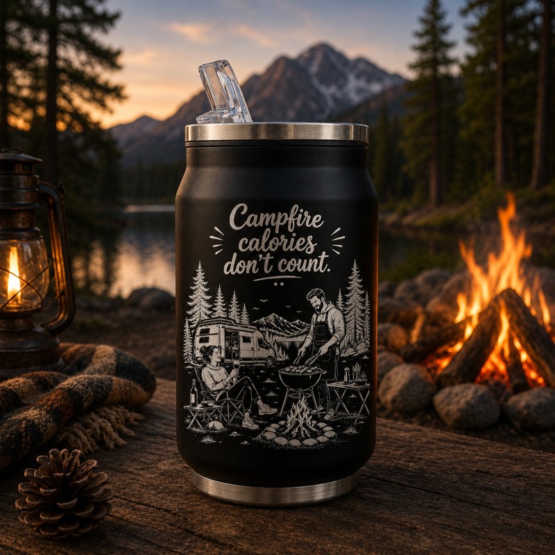                  Termos tip Doza gravată Campfire Calories don't Count | Cadou pentru aventurieri
               