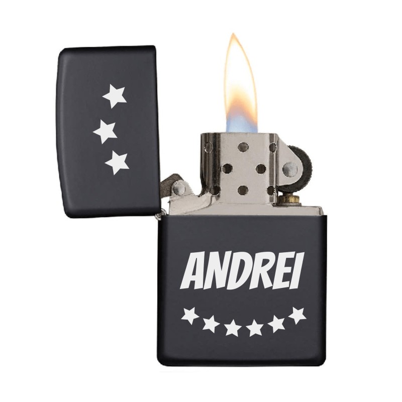 Bricheta Personalizata Inox Negru Nume