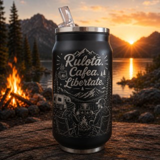 Termos tip Doza gravată Rulotă Cafea Libertate | Cadou pentru aventurieri