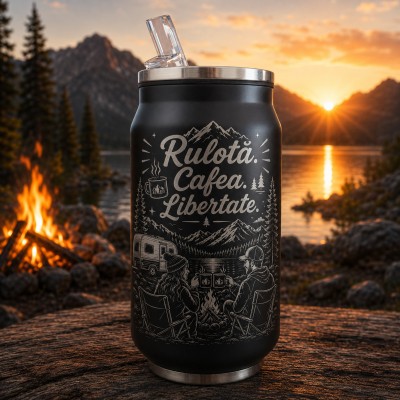 Termos tip Doza gravată Rulotă Cafea Libertate | Cadou pentru aventurieri