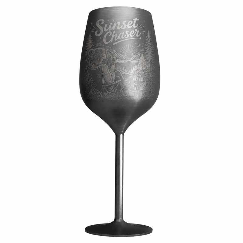 Pahar de Vin Inox Gravat Sunset Chaser| Cadou pentru aventurieri