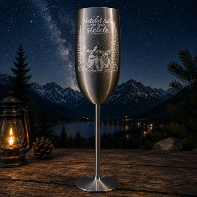 Pahar Sampanie Inox Gravat Hotelul Ăsta are toate Stelele | Cadou pentru aventurieri