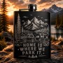 Ploscă inox 200ml gravată Home is Where We Park It | Cadou pentru aventurieri