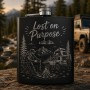 Ploscă inox 200ml gravată Lost on Purpose | Cadou pentru aventurieri