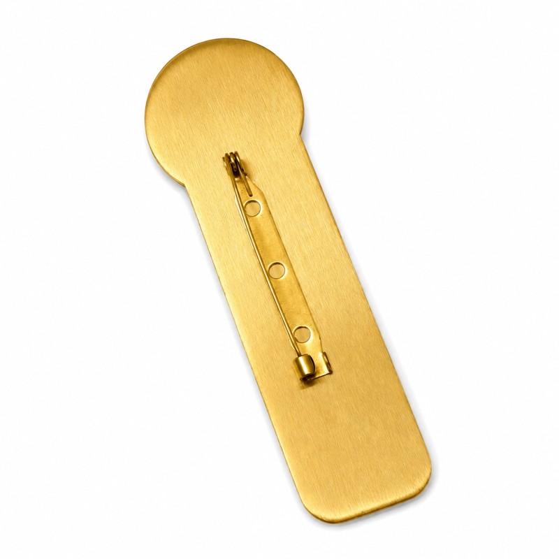                  Ecuson Personalizat din Inox Gold Plated Zoom Pietre – Gravură Laser Simbol Nume și Specializare
               