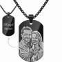 Colier Personalizat Army Inox Negru Lantisor 70cm| Gravura Laser Poza si Mesaj