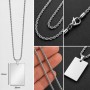 Colier Personalizat Dreptunghi Inox Argintiu Lantisor 60cm| Gravura Laser Poza si Mesaj