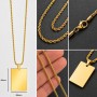 Colier Personalizat Dreptunghi Inox Gold Plated Lantisor 60cm| Gravura Laser Poza si Mesaj