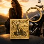 Breloc Inox Gold Plated  „Road Is My Home” | Cadou pentru Motocicliști