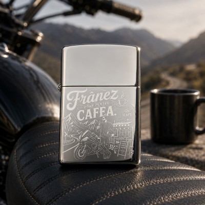 Brichetă Gravată „Frânez doar pentru cafea” | Cadou pentru motocicliști