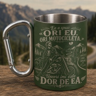 Cana verde gravată cu carabinieră „Ea a spus: Ori eu Ori Motocicleta”| Cadou pentru motocicliști