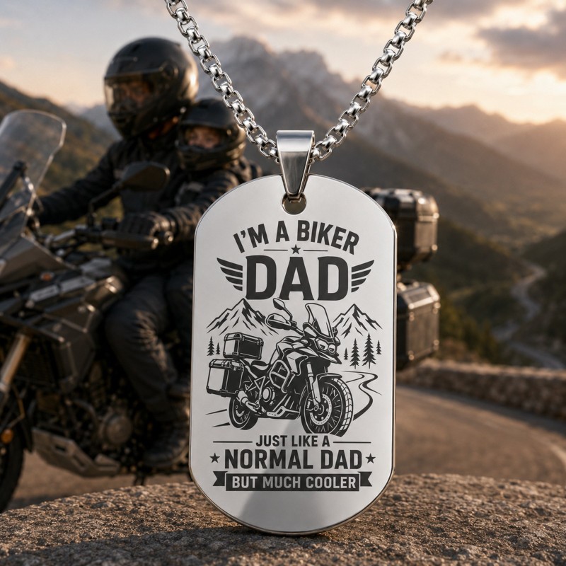                  Colier Army Inox „I'm a Biker Dad – Just Like a Normal Dad But Much Cooler”| Cadou pentru motocicliști
               