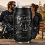 Termos negru tip Doza gravată „Plec o oră. Ne vedem diseară.” | Cadou pentru motocicliști