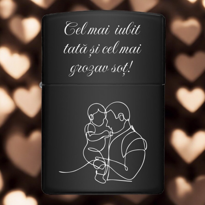 Bricheta Personalizata Inox Negru Mesaj Tata