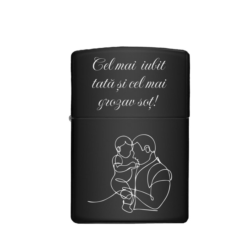                  Bricheta Personalizata Inox Negru Mesaj Tata
               