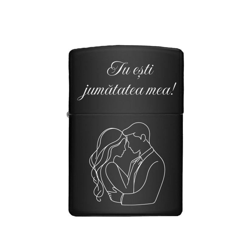                  Bricheta Personalizata Inox Negru Indragostiti
               